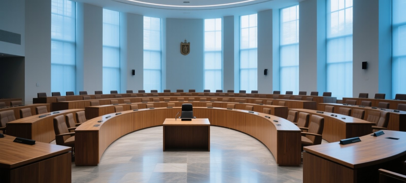 Salón de plenos de un ayuntamiento, vacío